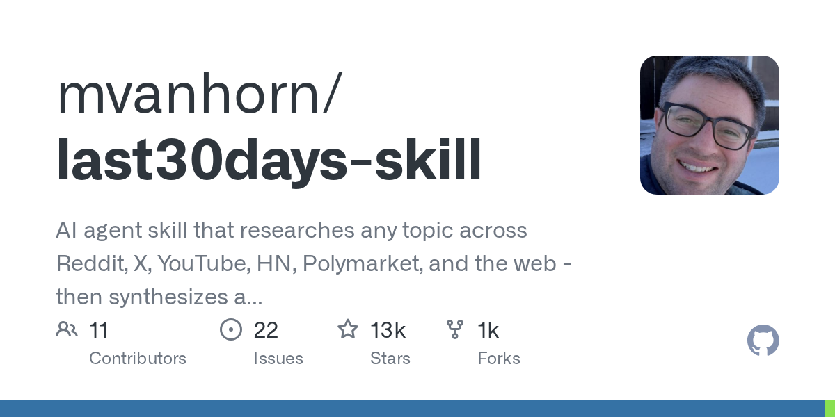 Last30Days Skill: GitHub repo AI thực chiến